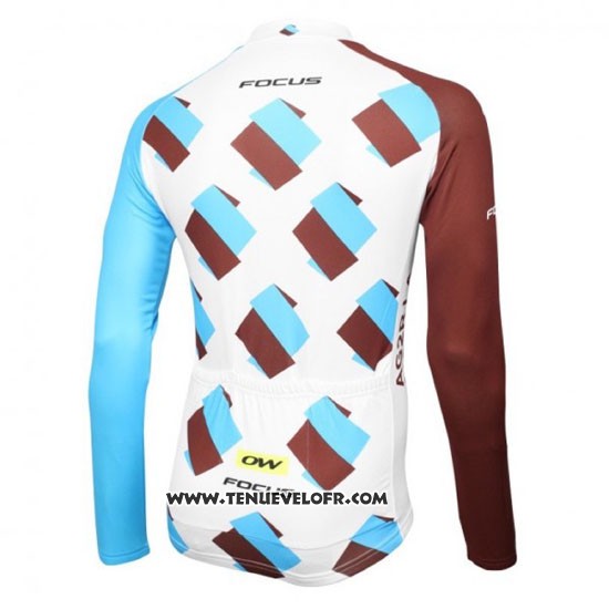 2016 Maillot Ciclismo Ag2r La Mondiale Blanc et Marron Manches Longues et Cuissard